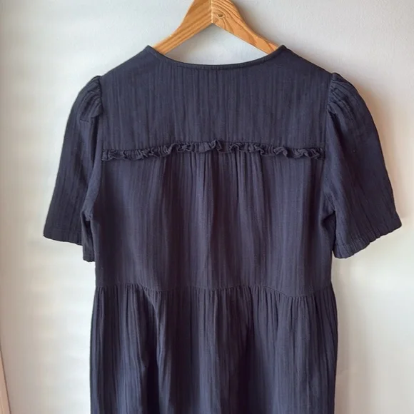 ME+EM Cheesecloth V-Neck Cotton‎ Shirt Dress